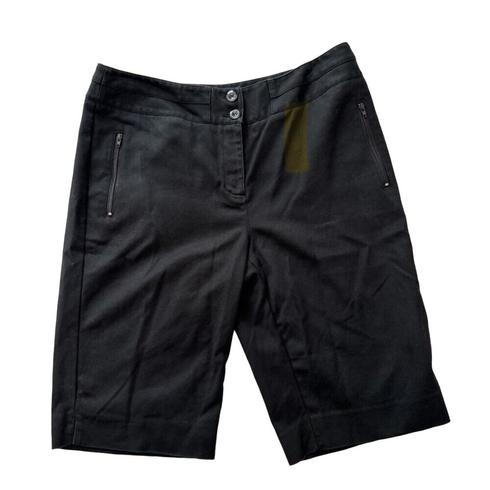 Chico’s Bermuda Shorts Size 8 Black Mid-Rise Chino 12” Inseam